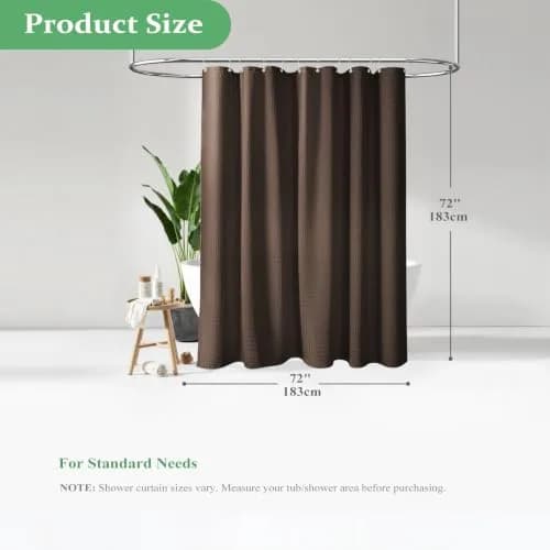 Dynamene Waffle Shower Curtain 183cm x 183cm (72"x72") | Heavy Duty 256 GSM Fabric with Weighted Hem thumbnail 9