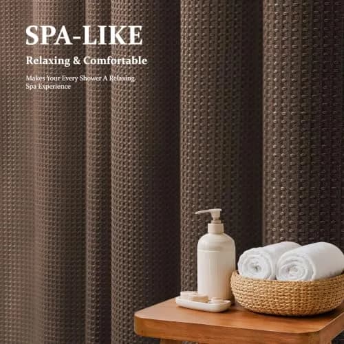 Dynamene Waffle Shower Curtain 183cm x 183cm (72"x72") | Heavy Duty 256 GSM Fabric with Weighted Hem thumbnail 2