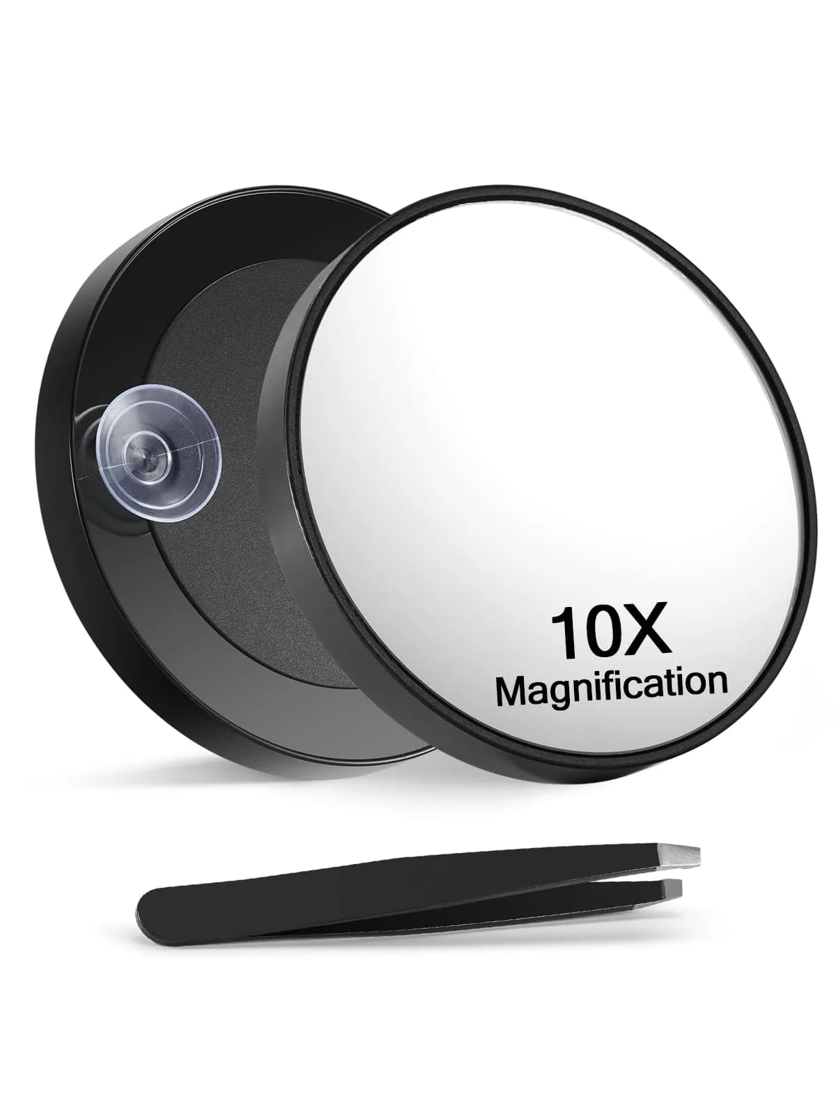 Macaki 40x Magnifying Mirror Suction Cup | Powerful 3.5 in, Black for Precise Makeup — Black 10x