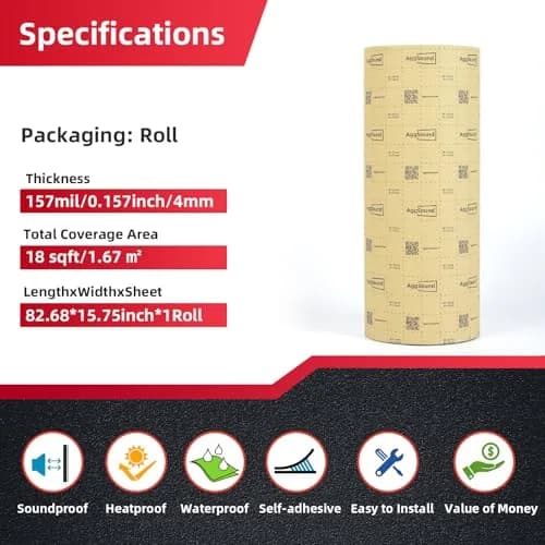 AggSound 4mm Car Sound Deadening Mat 18sqft | Blocks 98% Radiant Heat, Reduces Road Noise thumbnail 2