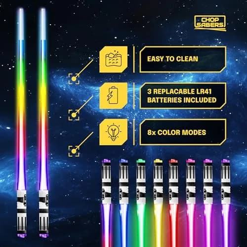 ChopSabers Star Wars Lightsaber Chopsticks with LED, 8 Modes, Frost Tip, 26.0 cm (10.25 inches) thumbnail 5