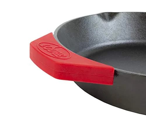 Lodge BOLD 14 Inch Seasoned Cast Iron Wok with Red Silicone Assist Handle Holder | Induction Compatible thumbnail 7