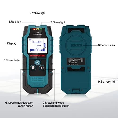 HANMATEK Stud Finder Wall Scanner Detector with Pro Smart Sensor, Audio Alarm & HD LCD Display | 18.4cm (7.24in) Length thumbnail 2