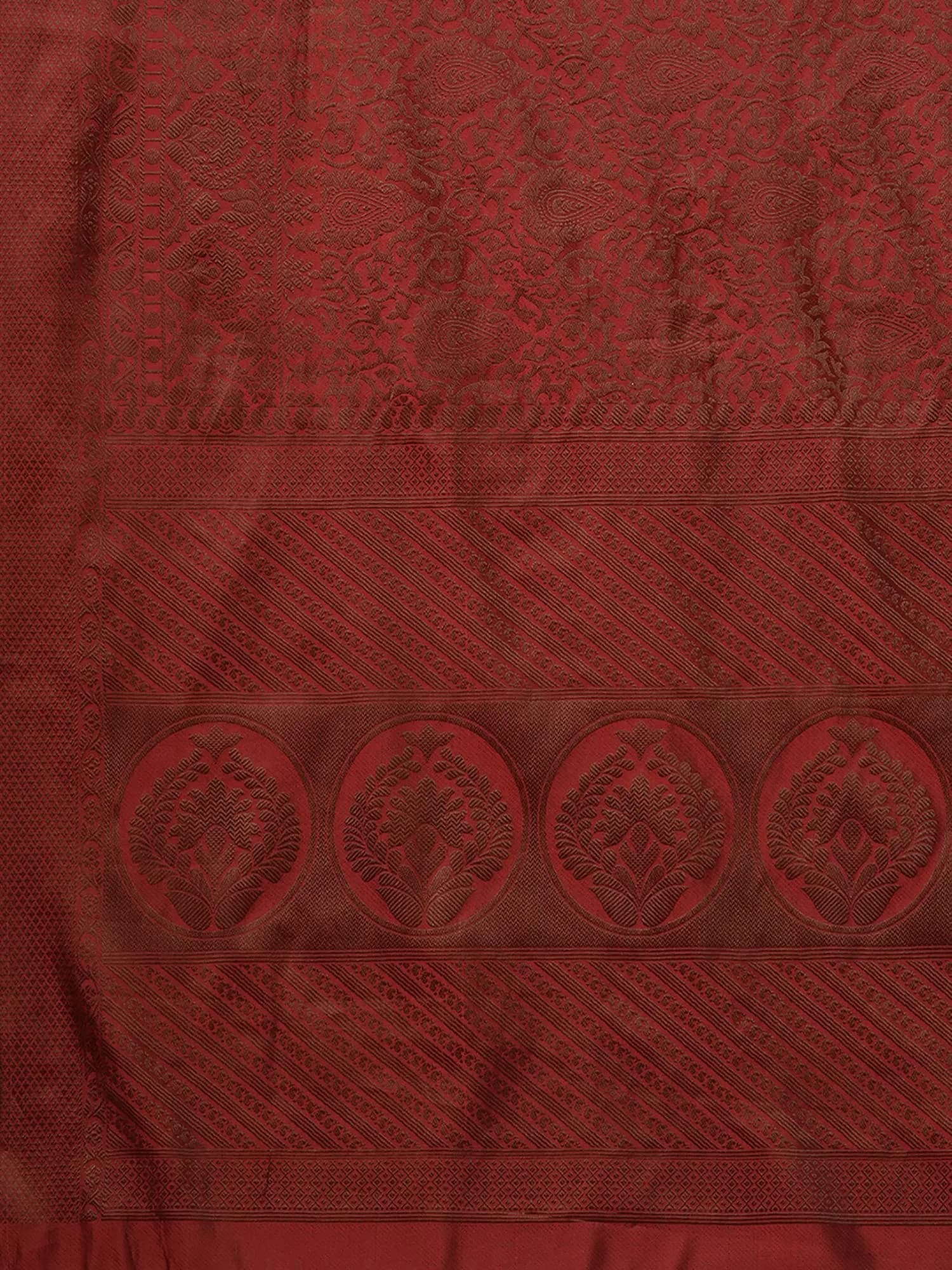 AKHILAM Women's Banarasi Silk Saree with Unstitched Blouse Piece, Maroon, 5.5 m (18.04 ft) | Woven Zari Work for Festivals & Weddings - view 5