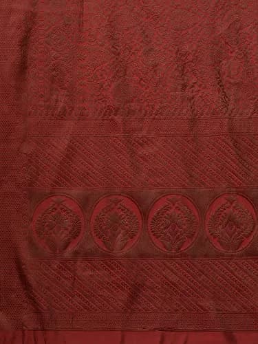 AKHILAM Women's Banarasi Silk Saree with Unstitched Blouse Piece, Maroon, 5.5 m (18.04 ft) | Woven Zari Work for Festivals & Weddings thumbnail 5
