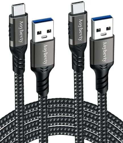 Aoybevty USB-A to USB-C Cable [2-Pack 10ft] | 10Gbps Data Transfer & 60W Fast Charging thumbnail 1