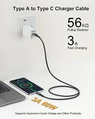 Aoybevty USB-A to USB-C Cable [2-Pack 10ft] | 10Gbps Data Transfer & 60W Fast Charging thumbnail 4