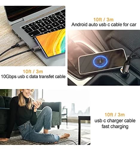 Aoybevty USB-A to USB-C Cable [2-Pack 10ft] | 10Gbps Data Transfer & 60W Fast Charging thumbnail 6