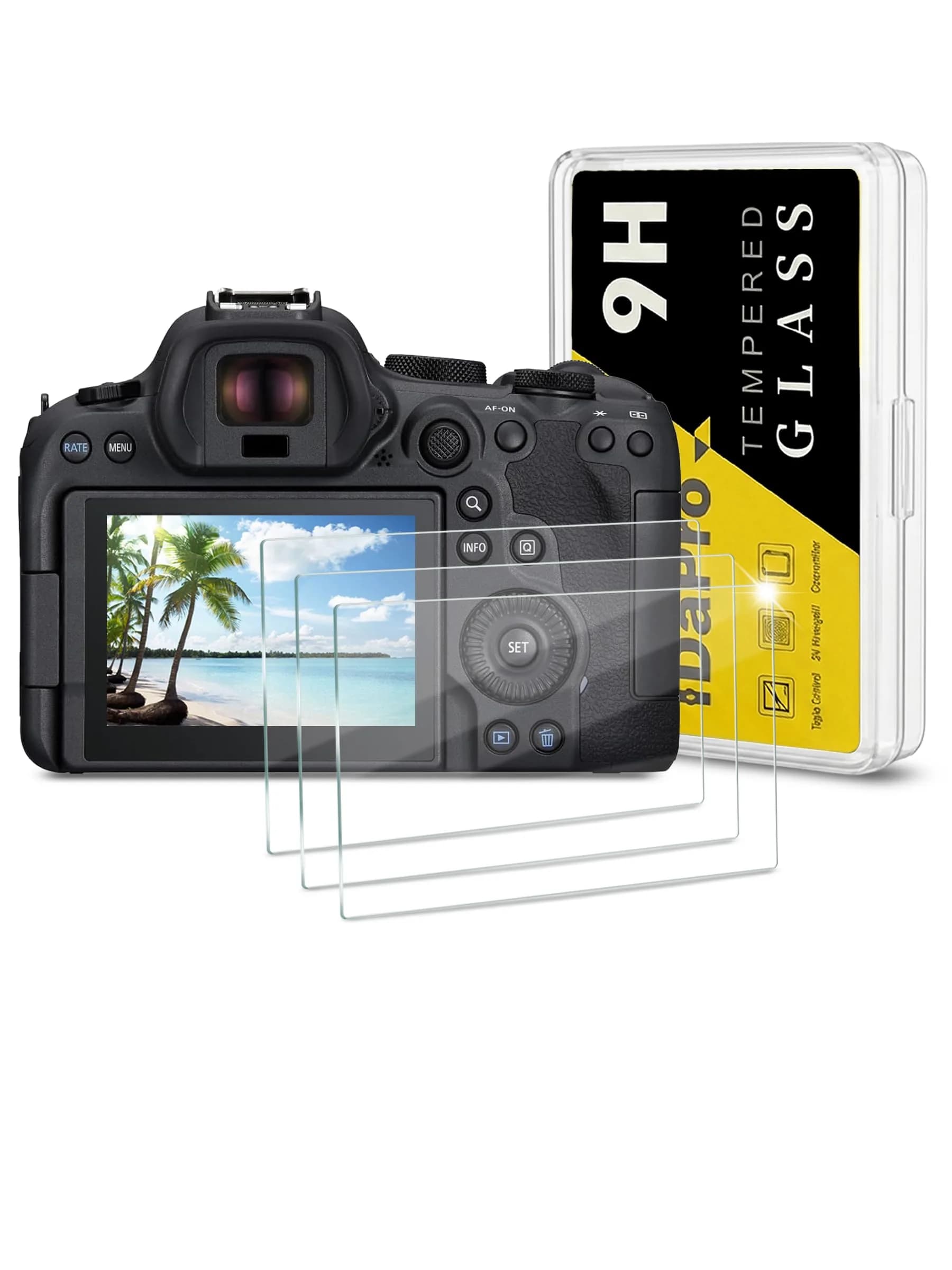 iDaPro Screen Protector for Canon EOS R6 Mark III/II/V, 9H Tempered Glass | Scratch & Drop Resistant, Ultra Clear (70-120 chars) - main product image