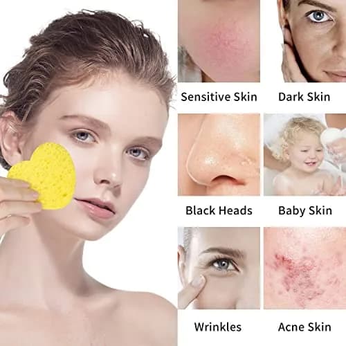 Spunspon 50-Count Compressed Facial Sponges | Natural Cellulose Heart Shape for Face Cleansing & Exfoliation thumbnail 6