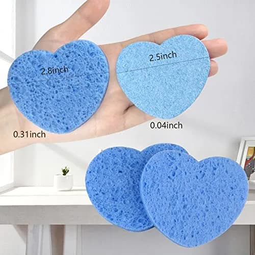 Spunspon 50-Count Natural Cellulose Facial Sponges | Heart Shape, Blue thumbnail 4