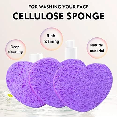 Spunspon Facial Sponges 50-Count Heart Shape | Natural Cellulose Exfoliating & Makeup Removal (70-120 chars) thumbnail 7