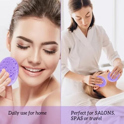 Spunspon Facial Sponges 50-Count Heart Shape | Natural Cellulose Exfoliating & Makeup Removal (70-120 chars) thumbnail 8