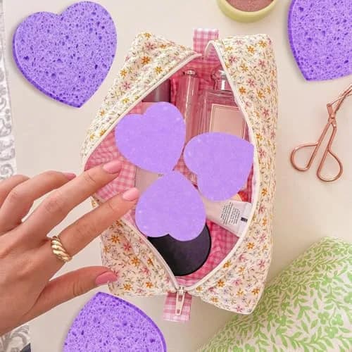 Spunspon Facial Sponges 50-Count Heart Shape | Natural Cellulose Exfoliating & Makeup Removal (70-120 chars) thumbnail 9