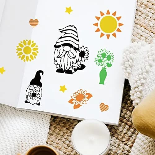 INFUNLY Sunflower Gnome Metal Stencil 15.6cm (6.15") | Christmas Gnome & Sunflower Designs for DIY Art thumbnail 5