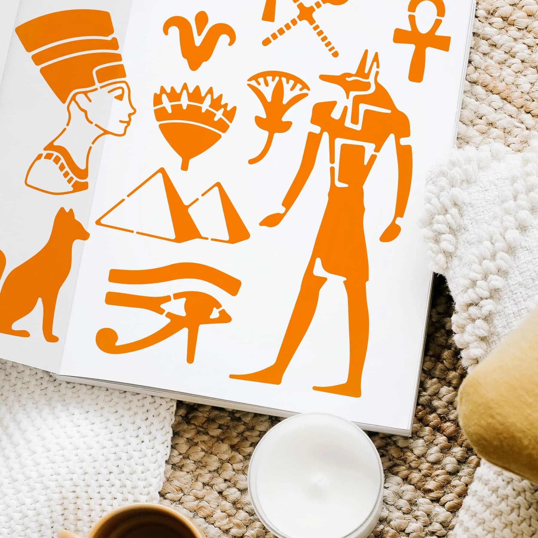 INFUNLY Egyptian Metal Journal Stencil 6.5" Animal Pattern Hieroglyphics Stencils | Reusable Stainless Steel Template for Art Crafts thumbnail 5