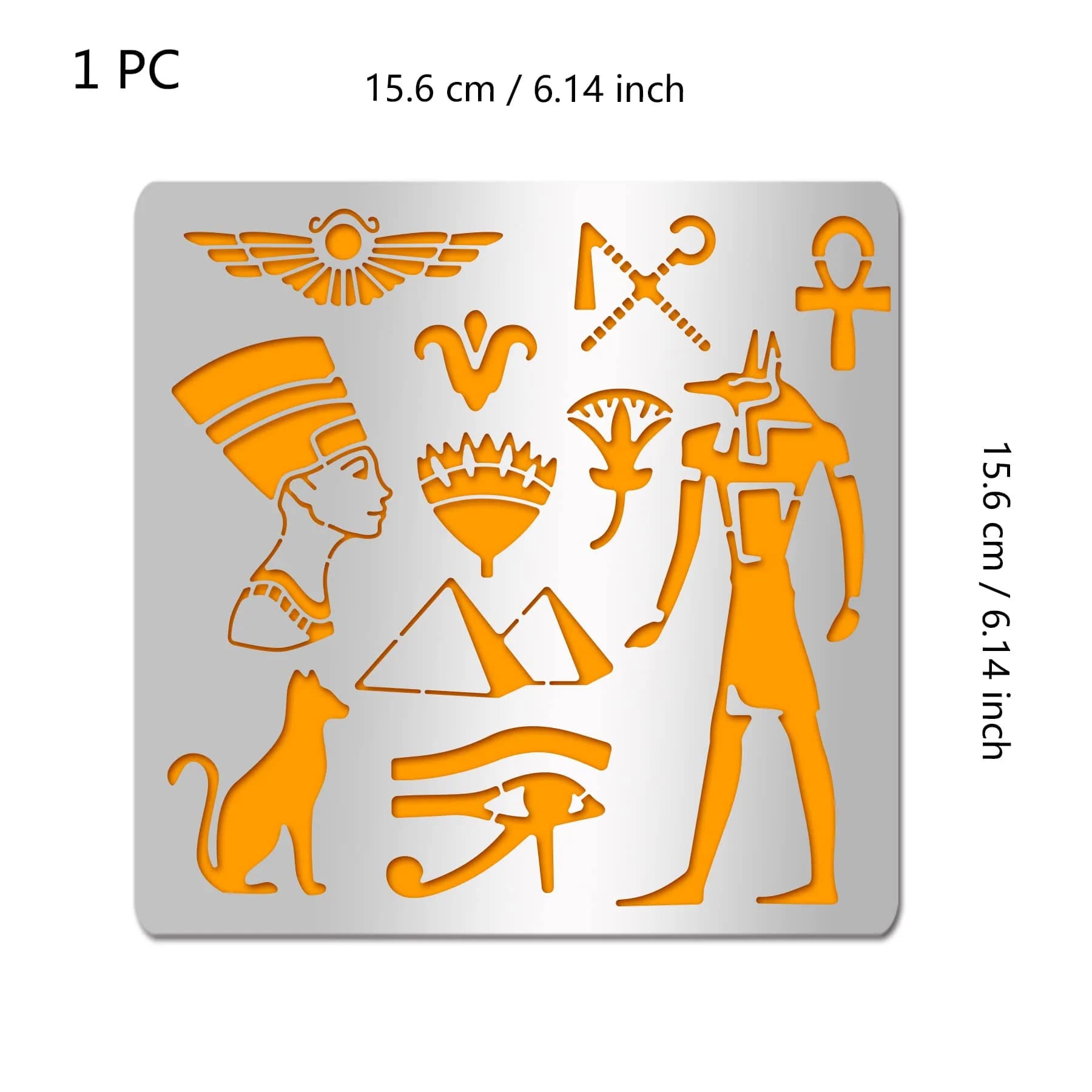 INFUNLY Egyptian Metal Journal Stencil 6.5" Animal Pattern Hieroglyphics Stencils | Reusable Stainless Steel Template for Art Crafts thumbnail 2