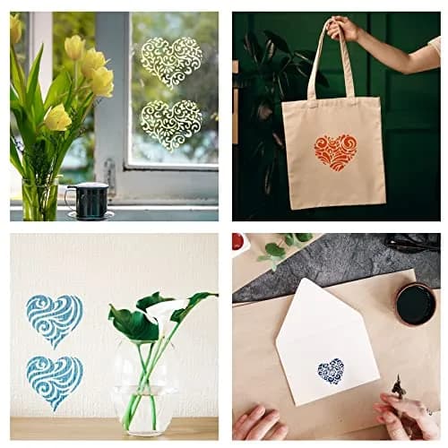 INFUNLY Heart Metal Stencil 15.6cm (6.15") | Reusable Love Heart Flower Painting Template thumbnail 6