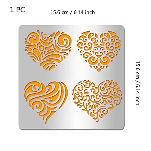 INFUNLY Heart Metal Stencil 15.6cm (6.15") | Reusable Love Heart Flower Painting Template thumbnail 2