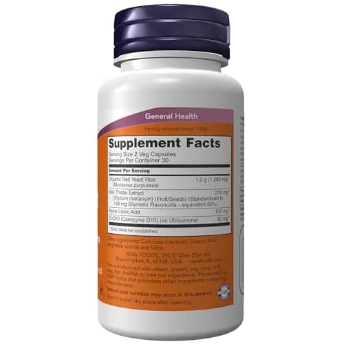 NOW Foods Red Yeast Rice with CoQ10, Plus Milk Thistle & Alpha Lipoic Acid 730-day supply | Supports Heart Health thumbnail 2