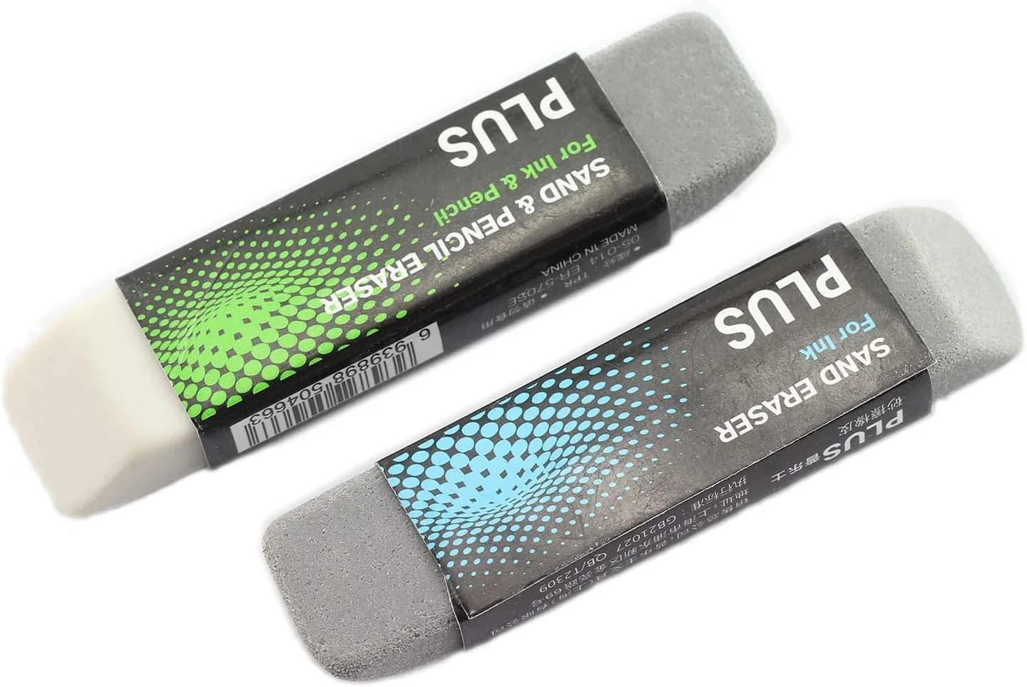 TAODAN Sand & Rubber Eraser 2-Pack (68x16x10mm) | Dual-Head Eraser for Pencil & Ink - main product image