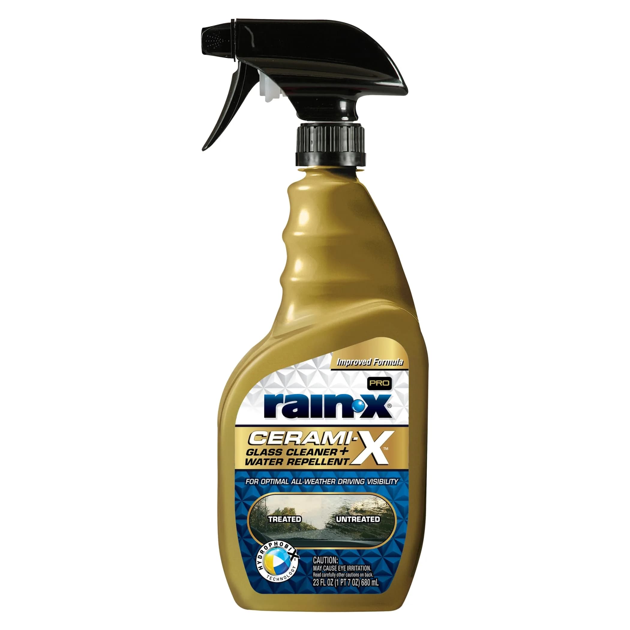Rain-X Cerami-X Glass Cleaner + Water Repellent 690ml (23 Fl Oz) | Advanced Hydrophobicity for Streak-Free Clarity