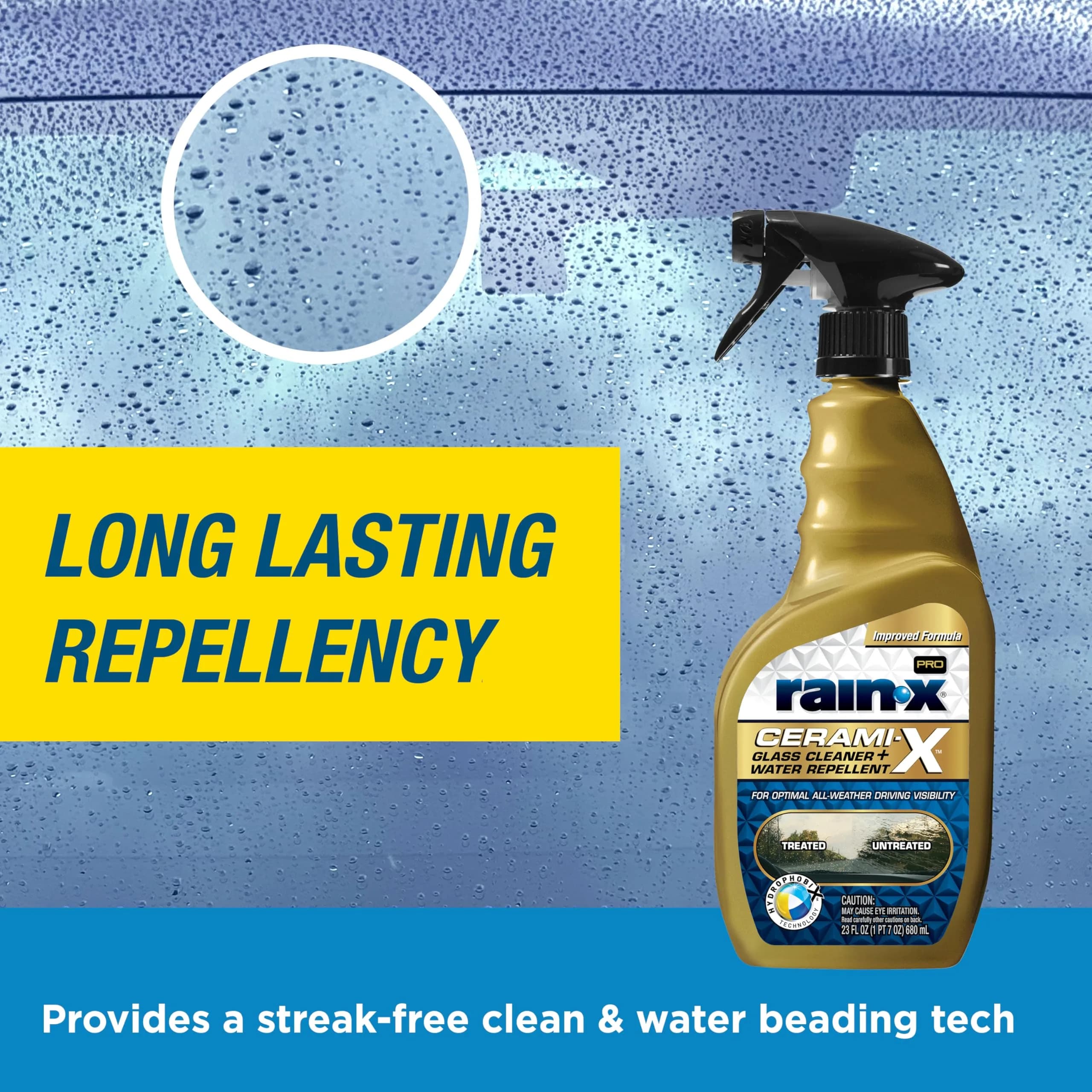 Rain-X Cerami-X Glass Cleaner + Water Repellent 690ml (23 Fl Oz) | Advanced Hydrophobicity for Streak-Free Clarity - view 5