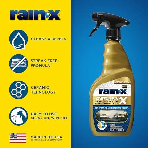 Rain-X Cerami-X Glass Cleaner + Water Repellent 690ml (23 Fl Oz) | Advanced Hydrophobicity for Streak-Free Clarity thumbnail 2