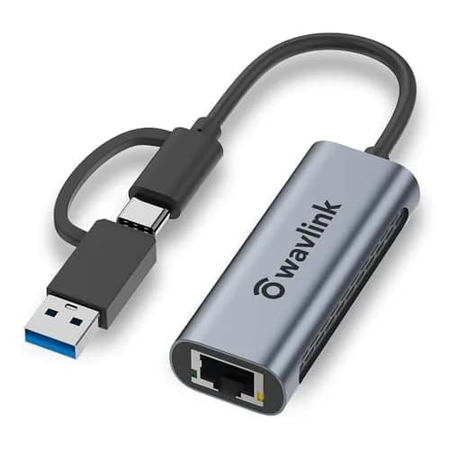 WAVLINK USB C to Ethernet Adapter 2.5 Gbps, USB to RJ45 Converter | Hybrid 2-in-1 Network Adapter for Laptops thumbnail 1