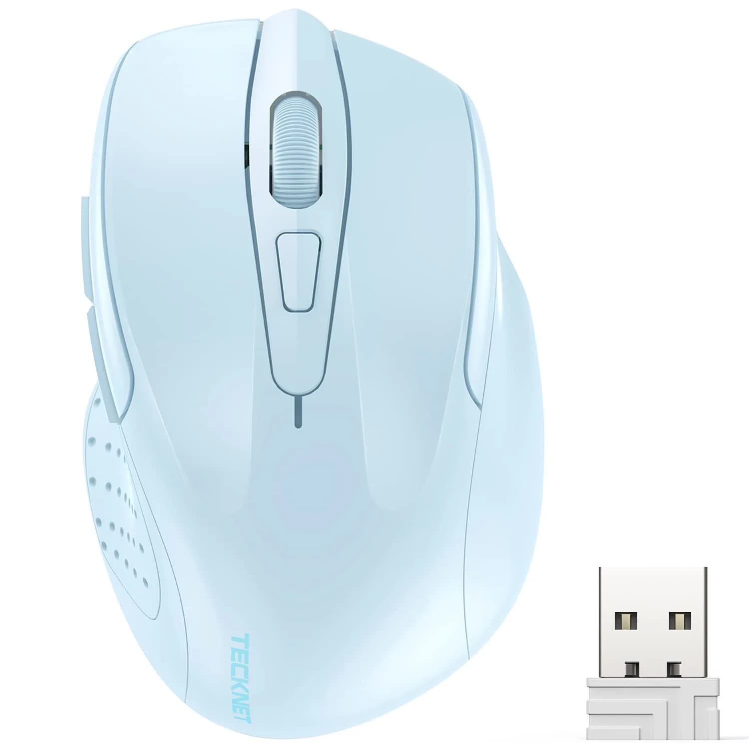 TECKNET Wireless Mouse M003, Lightblue, 2.4G Ergonomic Computer Mouse with 2600 DPI | Right-Handed Use - main product image
