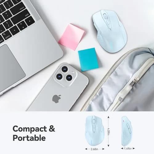 TECKNET Wireless Mouse M003, Lightblue, 2.4G Ergonomic Computer Mouse with 2600 DPI | Right-Handed Use thumbnail 2