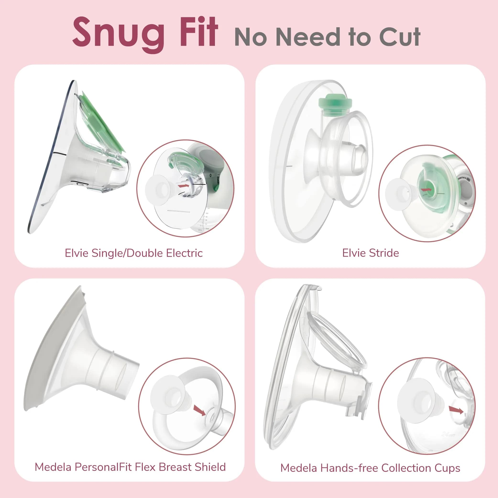 Maymom 13mm Flange Inserts for 24mm Shields | Reduce Nipple Tunnel to 13mm (2 Count, Semi-clear Short) - view 6
