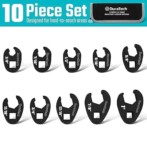 DURATECH 10-Piece 3/8 Inch Drive Crowfoot Wrench Set SAE thumbnail 3