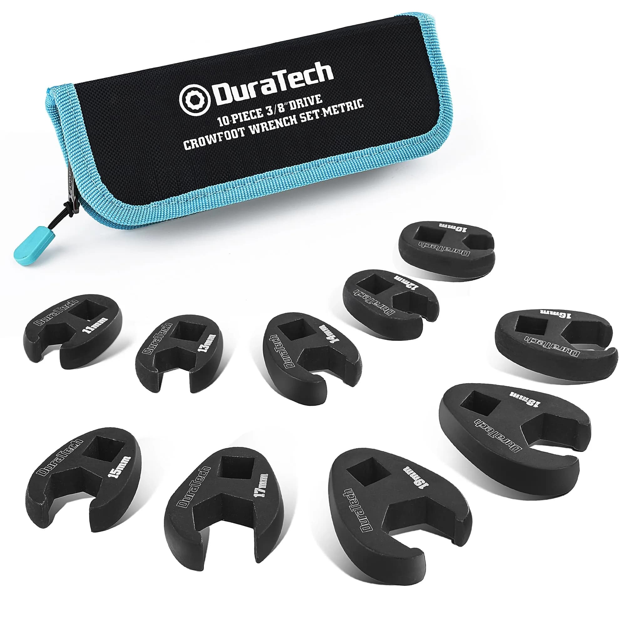 DURATECH 10-Piece 3/8" Drive Metric Crowfoot Wrench Set 10-19mm | CR-V Steel Flare Nut Tool - main product image