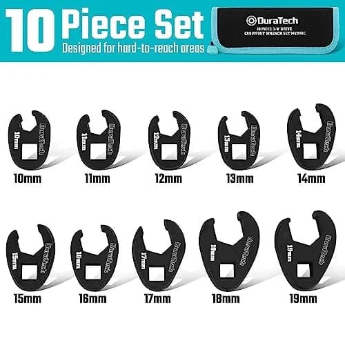 DURATECH 10-Piece 3/8" Drive Metric Crowfoot Wrench Set 10-19mm | CR-V Steel Flare Nut Tool thumbnail 3