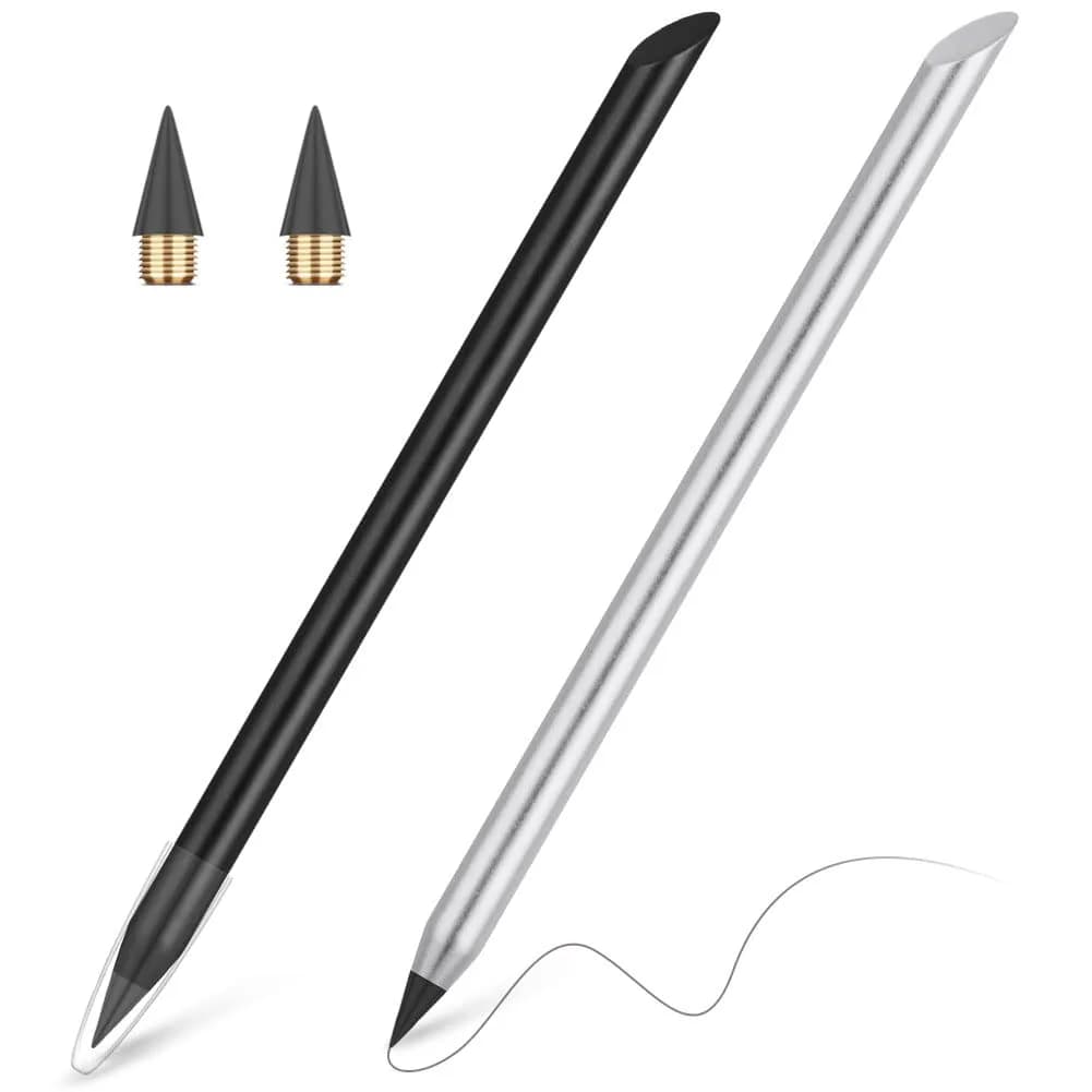AUAUY Metal Infinity Pencil 2-Pack | Smooth Writing, Reusable Nib - main product image