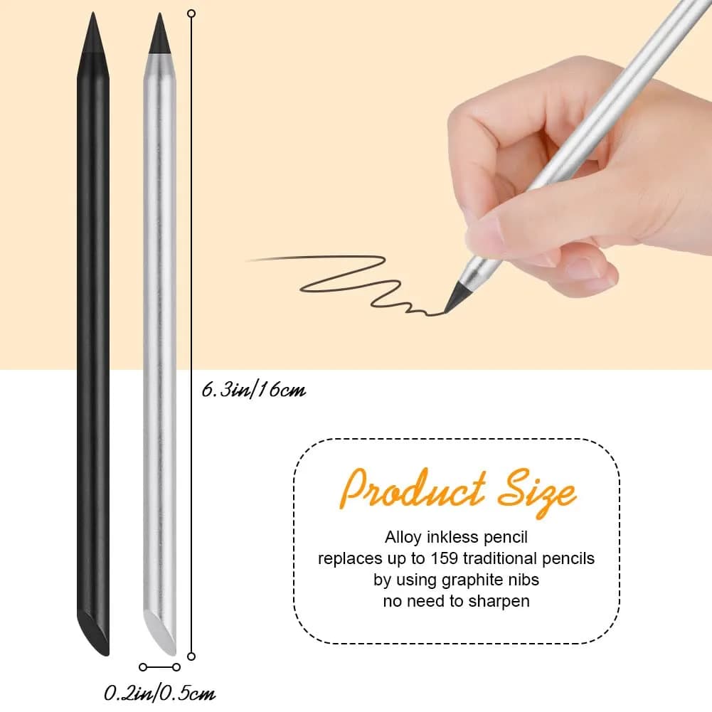 AUAUY Metal Infinity Pencil 2-Pack | Smooth Writing, Reusable Nib - view 6