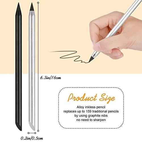 AUAUY Metal Infinity Pencil 2-Pack | Smooth Writing, Reusable Nib thumbnail 6