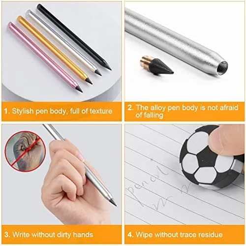 AUAUY Metal Infinity Pencil 2-Pack | Smooth Writing, Reusable Nib thumbnail 2