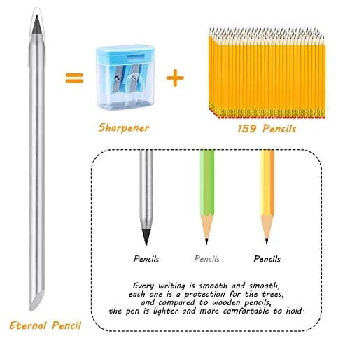 AUAUY Metal Infinity Pencil 2-Pack | Smooth Writing, Reusable Nib thumbnail 3