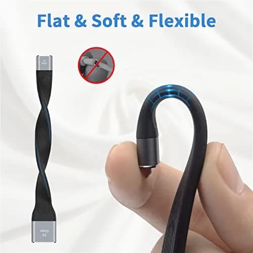 Poyiccot USB C Female to USB A Female Adapter 13cm (4.3 inches) | 10Gbps Data Transfer Flat Cable thumbnail 4
