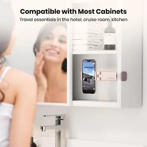 Klearlook Universal Airplane Phone Holder 2 Pack Pink | Rotatable Mount for Tray Table & Desk, Hands-Free Adjustable Stand thumbnail 5
