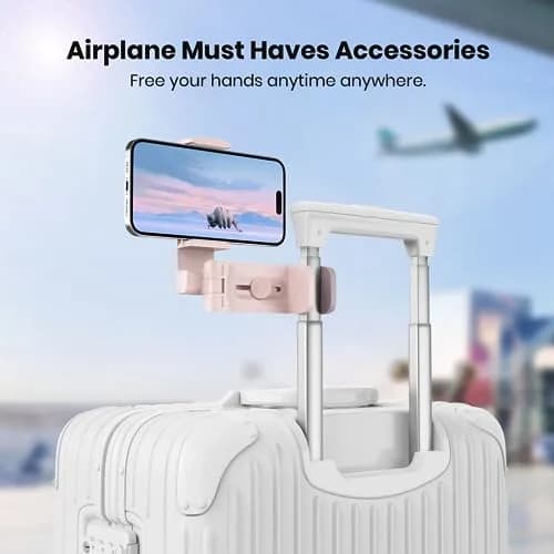 Klearlook Universal Airplane Phone Holder 2 Pack Pink | Rotatable Mount for Tray Table & Desk, Hands-Free Adjustable Stand thumbnail 2
