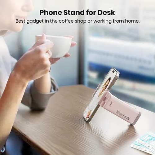 Klearlook Universal Airplane Phone Holder 2 Pack Pink | Rotatable Mount for Tray Table & Desk, Hands-Free Adjustable Stand thumbnail 4