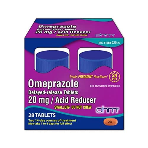 Ohm Omeprazole 20mg Delayed-Release Tablets | Long-Lasting Acid Reducer for Frequent Heartburn (4 Weeks Supply, 28 Tablets) thumbnail 1