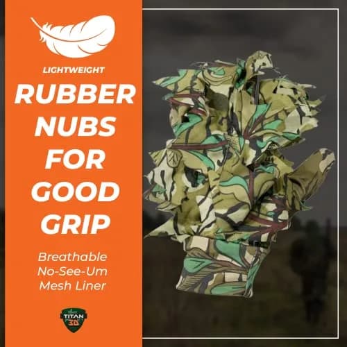 Titan 3D Leafy Gloves for Leafy Suit Mossy Oak Greenleaf | Lightweight Camouflage Gloves thumbnail 3