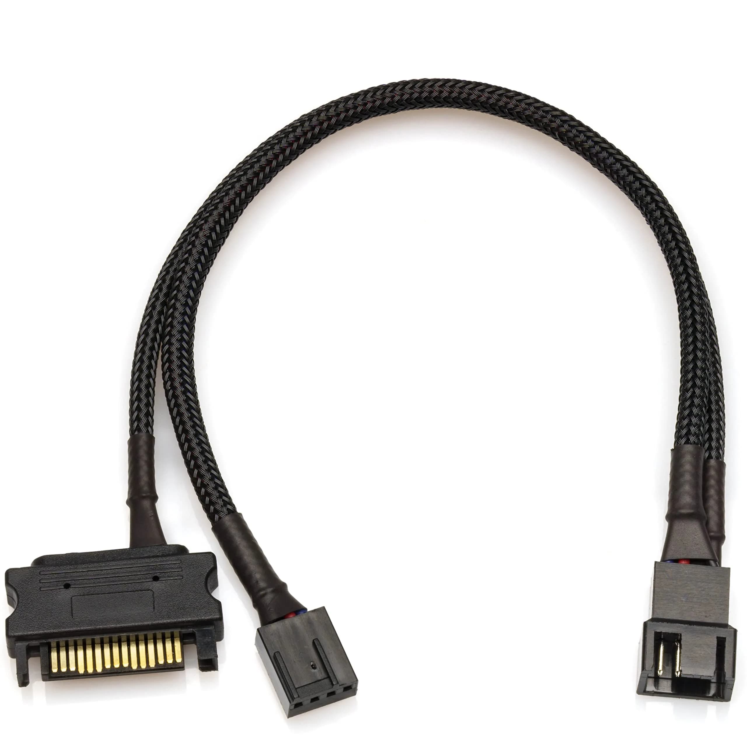 CRJ Electronics 15-Pin SATA High Power PC Fan Adapter Cable 25cm | 12V High Current SATA Power Adapter — 1 - Single Fan
