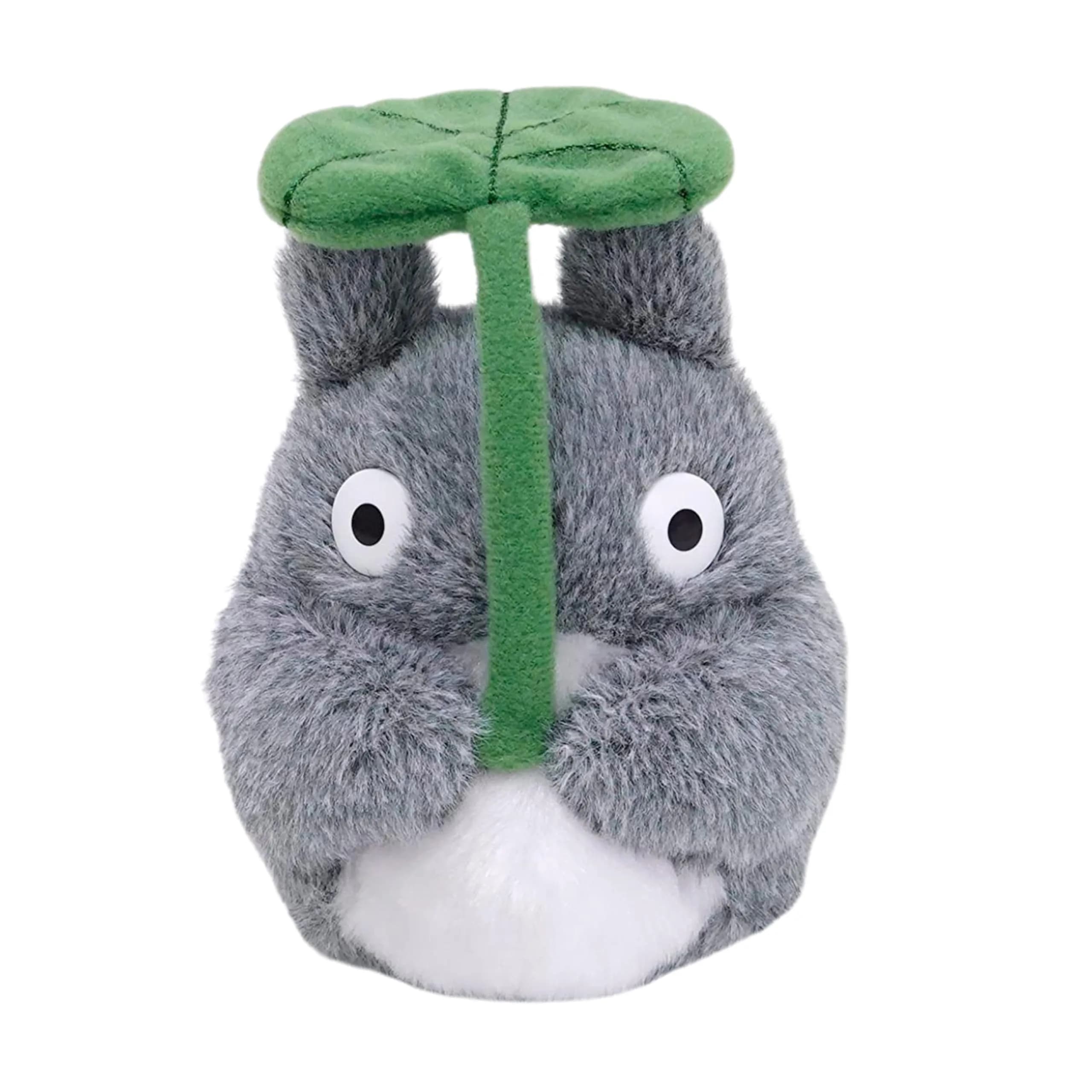 Studio Ghibli Fluffy Big Totoro Plush 5.5" | Officially Licensed Bandai Namco — Totoro With Leaf Beanbag Plush
