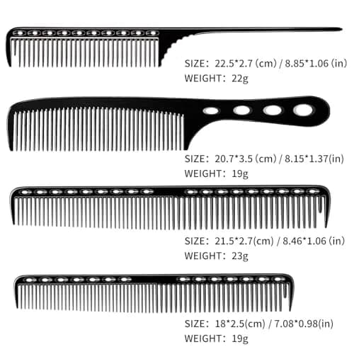 CGBARBER Black Aluminum Hair Comb Set | 4 Professional Styling Combs thumbnail 4
