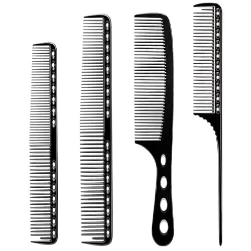 CGBARBER Black Aluminum Hair Comb Set | 4 Professional Styling Combs thumbnail 1